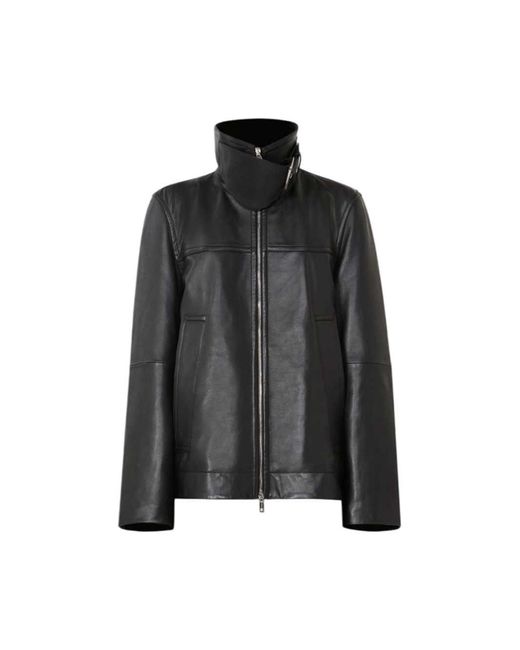 Sportmax Black Oversized Leather Jacket