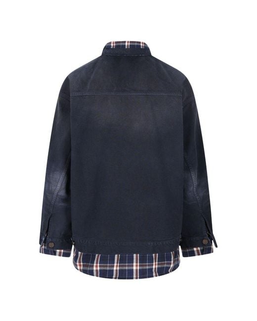 Balenciaga Blue Patched Shirt-Jacket for men