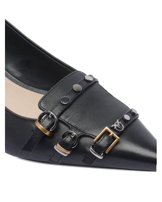 Pinko Black Pointed Toe Pumps With Decorative Buckles