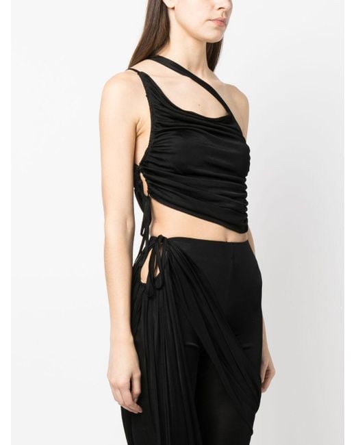 ANDREADAMO Black Andreadamo Shoulder Crop Top for men