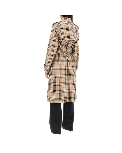 Burberry Checked Trench in het Natural