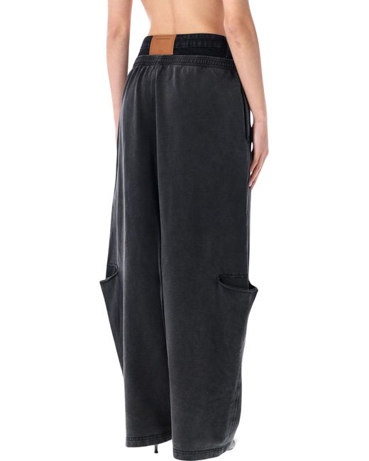 Alexander Wang Black Slashed Sweatpants With Denim Waistband