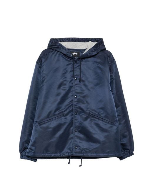 Stussy Blue Hooded Drawstring Jacket for men