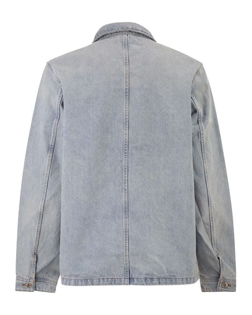 A.P.C. Gray Cotton Denim Jacket With Patch Pockets for men