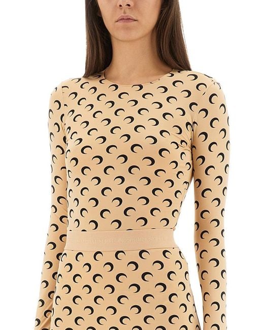 Camiseta de logotipo de MARINE SERRE de color Natural