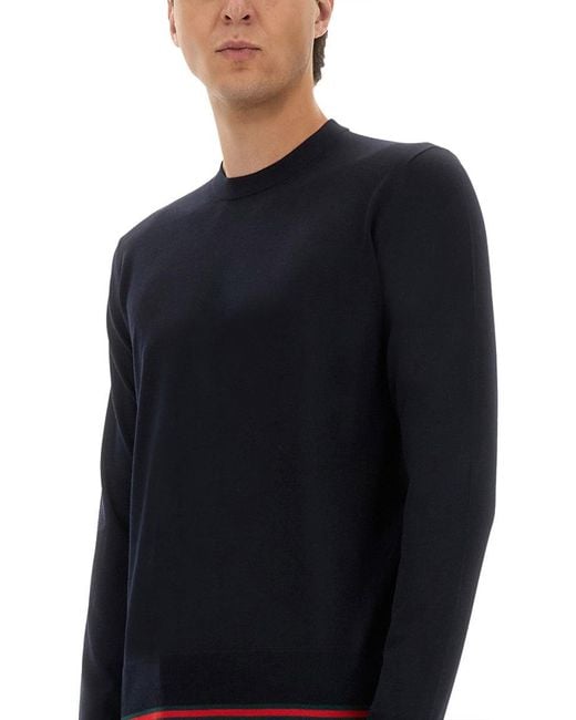 Gucci Blue Web Pattern Sweater for men