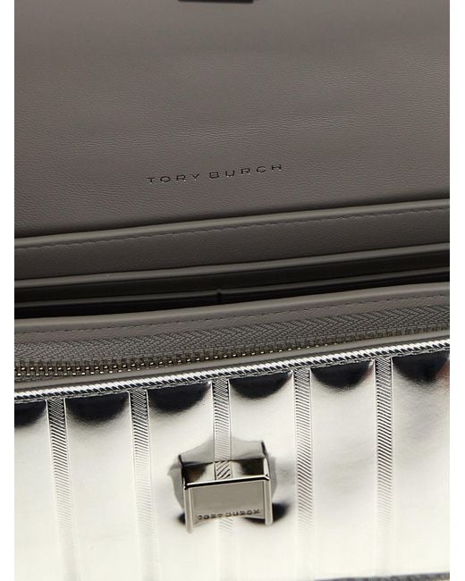 Tory Burch 'Fleming Metallic Quadrat Quilt' Wallet an der Kette