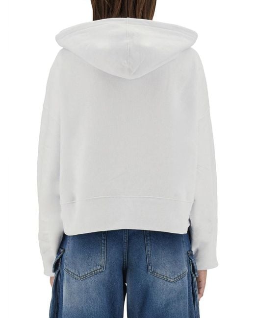 MSGM White Logo Hood Sweatshirt