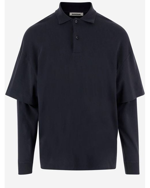 DARKPARK Blue Long Sleeved Cotton Polo Shirt