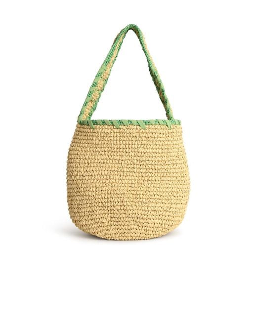 Marni Yellow Small 'Nassa' Bag in Green Natural Raffia