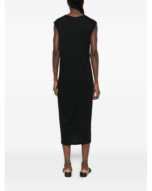 Totême  Black Round Neck Midi Dress