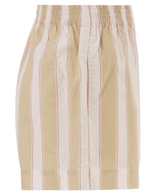 Mc2 Saint Barth Natural Meave Striped Cotton Shorts