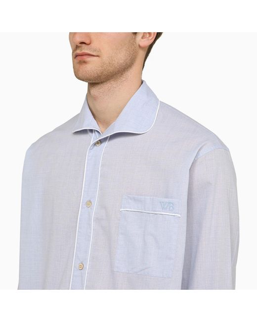 Wales Bonner Blue Light Long-Sleeved Shirt With Logo for men