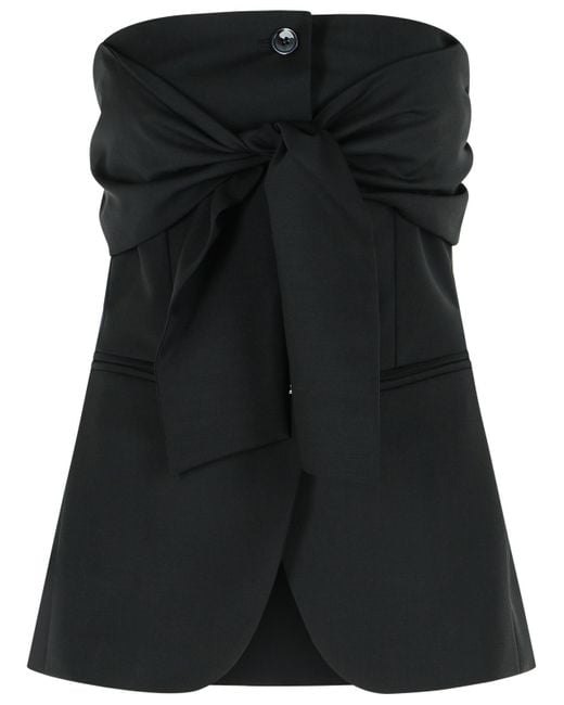Max Mara Black Veruska' Virgin Wool Bustier Top