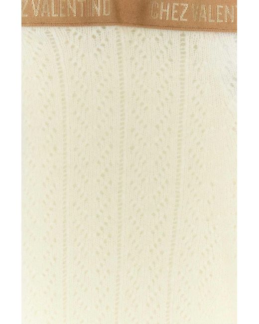 タイツ・ソックス VALENTINO GARAVANI Ivory Stretch Mohair Blend Collant Valentino Garavani Ivory Stretch Mohair Blend Collant in
