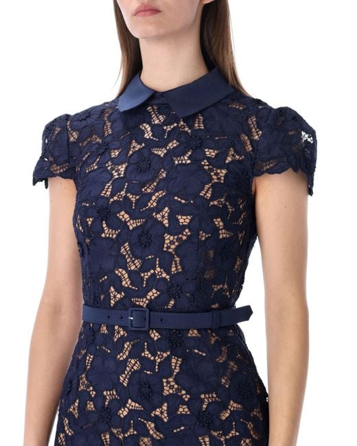 Self-Portrait Blue Guipure Lace Midi Dress