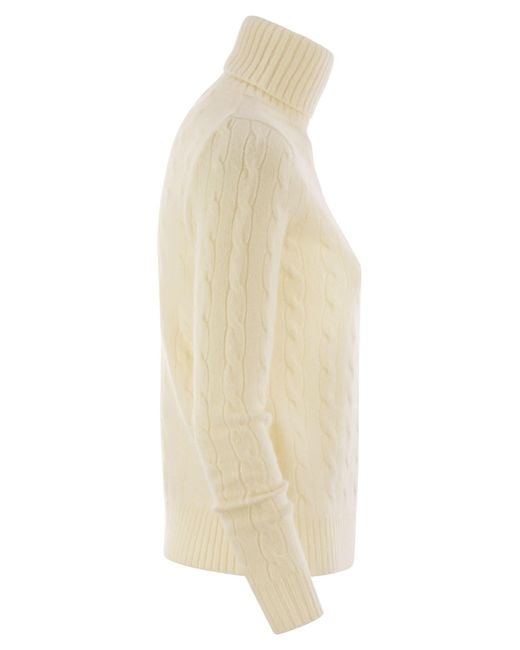 Polo Ralph Lauren Natural Wool And Cashmere Cable-Knit Turtleneck Sweater