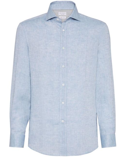 Camicia di Brunello Cucinelli in Blue da Uomo
