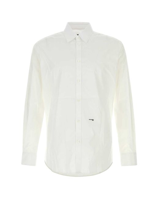 DSquared² White Dsquared Stretch Poplin Shirt for men