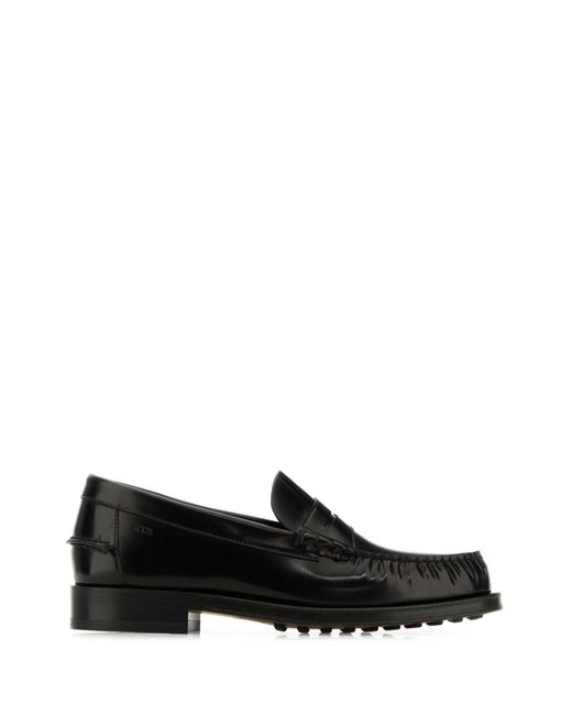 Tod's Black Leather Loafers for men
