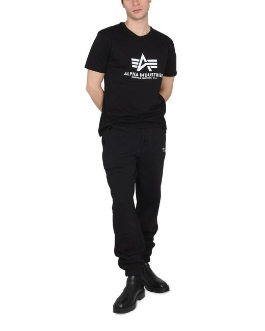 Alpha Industries Black Pataloni With Logo for men