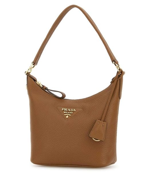Prada Brown Camel Leather Shoulder Bag