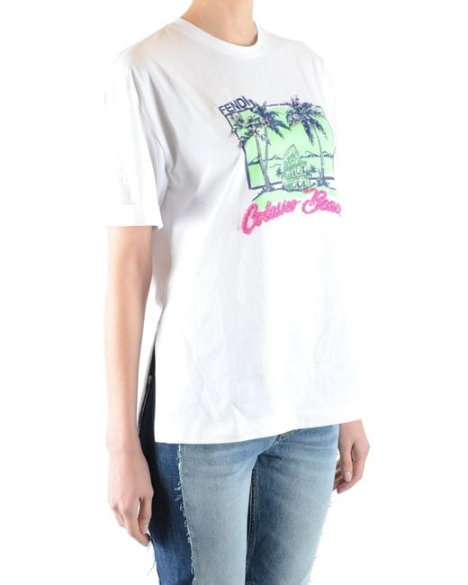 Fendi White Tshirt Short Sleeves