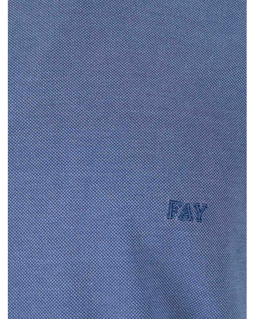 Fay Blue T Shirts With Embroidery