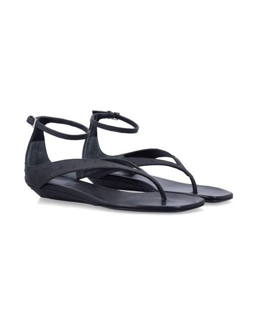 Loulou Blue Niham Ostrich-Effect Flip Flop Sandals