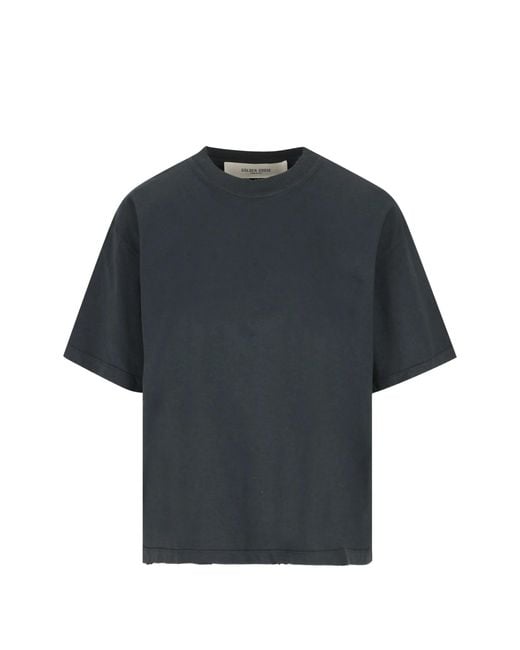 Golden Goose Deluxe Brand Blue W's Boxi T-Shirt Cotton Jersey Logo Patch