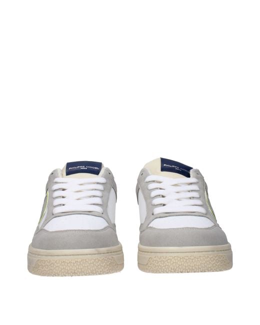 Philippe Model White Sneakers Lyon Uomo Pelle Bianco/Blu for men