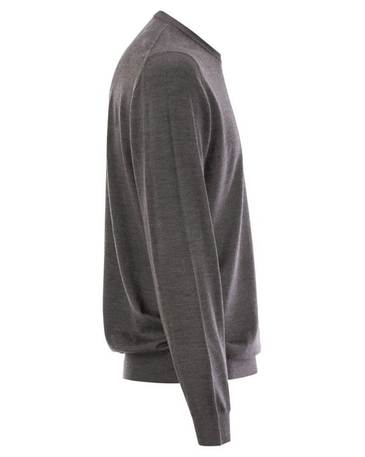 Fedeli Gray Crew Neck Sweater for men