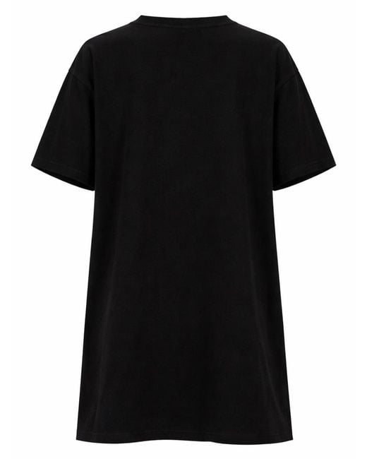 MSGM Black Abito Con Logo Pennellato