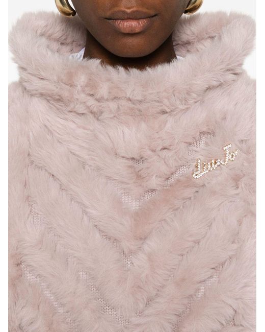 Liu Jo Pink Chevron-Pattern Turtleneck Poncho
