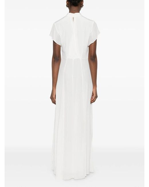 Forte_forte White Abito Crepe De Chine Ricamo "Iris Velvet"