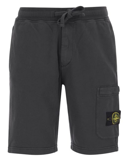 Stone Island Cargo Bermuda Shorts im gebürsteten Baumwollflecken in Gray für Herren