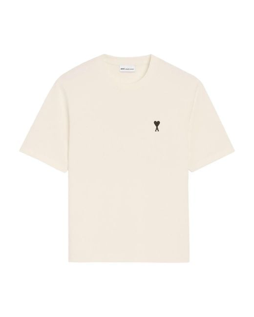 AMI White Boxy Fit Short Sleeves "Ami De Coeur" Teeshirt
