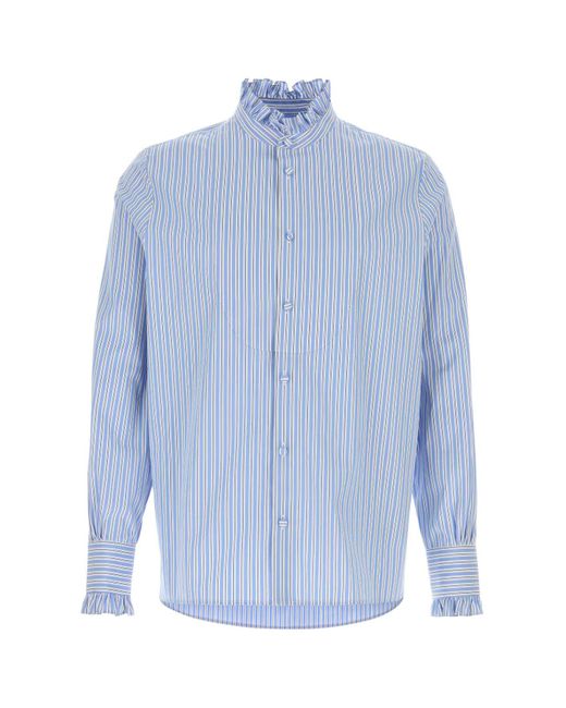 Valentino Garavani Blue Embroidered Poplin Shirt for men