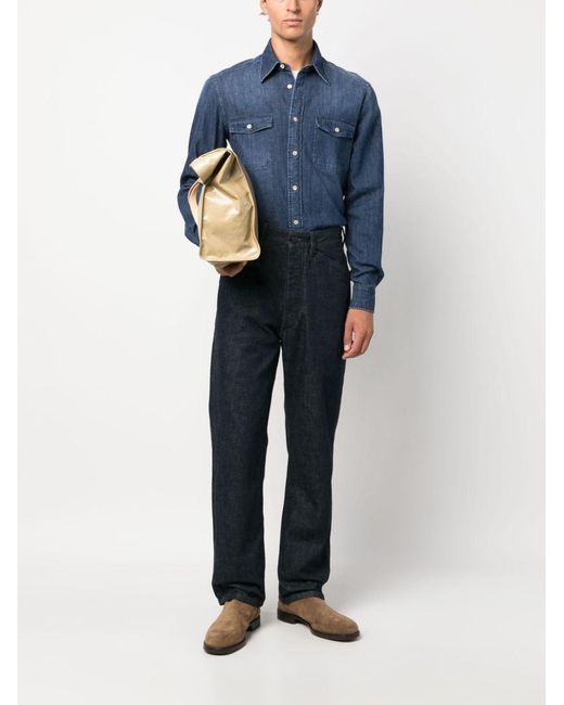 Boglioli Blue Denim Button-Down Shirt for men