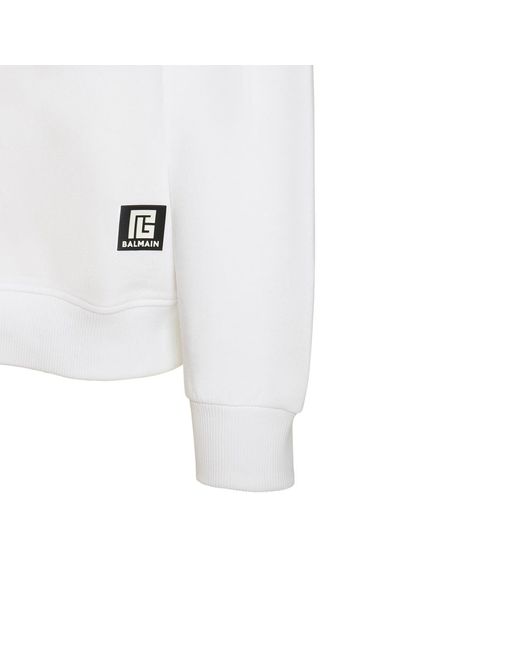 Balmain White Logo Sweartshirt for men