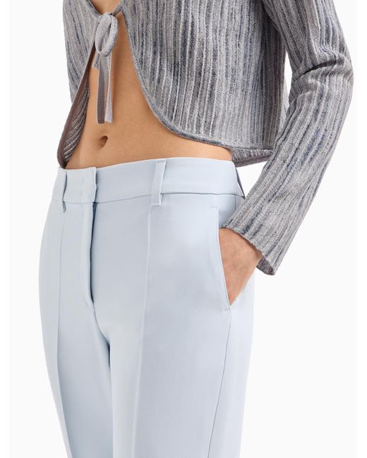 Pantalon Avec Passants En Crêpe Cady Avec Nervures Emporio Armani en coloris Blue