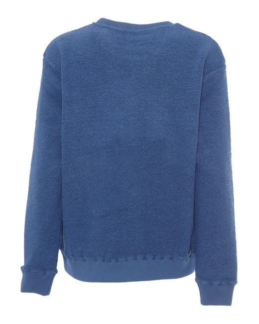 Deus Ex Machina Blue Reo Textured Fleece Crewneck for men