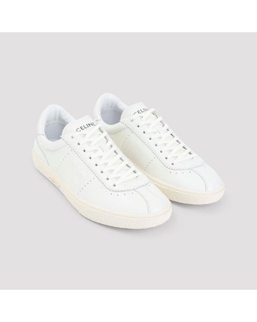 Céline White Low Lace-Up Sneakers