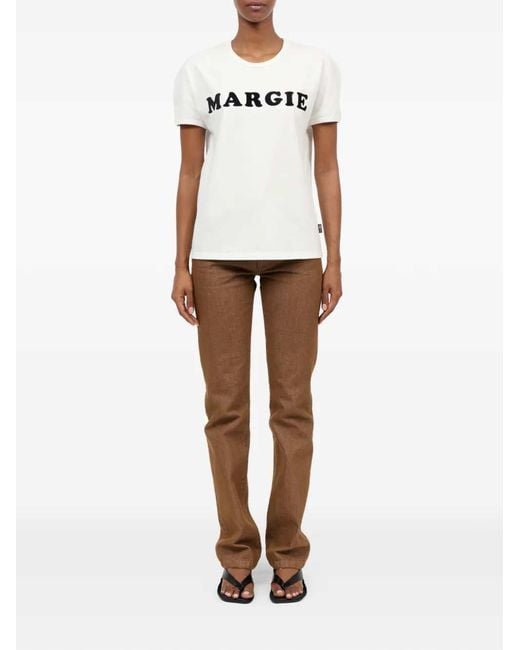 MM6 by Maison Margiela White Margie Printed T Shirt