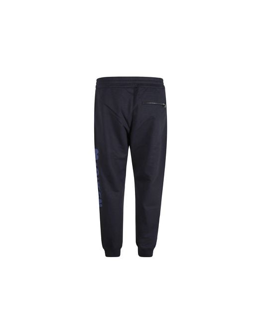 McQueen Blue Cotton Logo Sweatpants for men