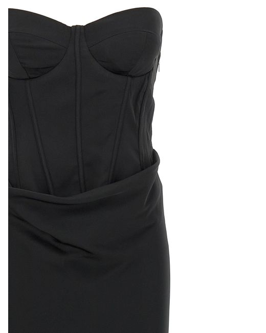 ROTATE BIRGER CHRISTENSEN Black 'Satin Corset Maxi' Dress