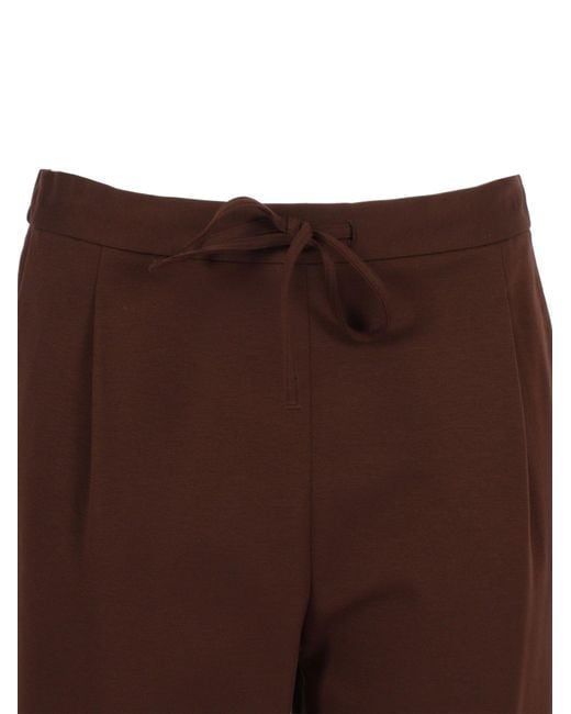 Fabiana Filippi Brown Ebano Jersey Punto Milano Pleated Jogging Trousers
