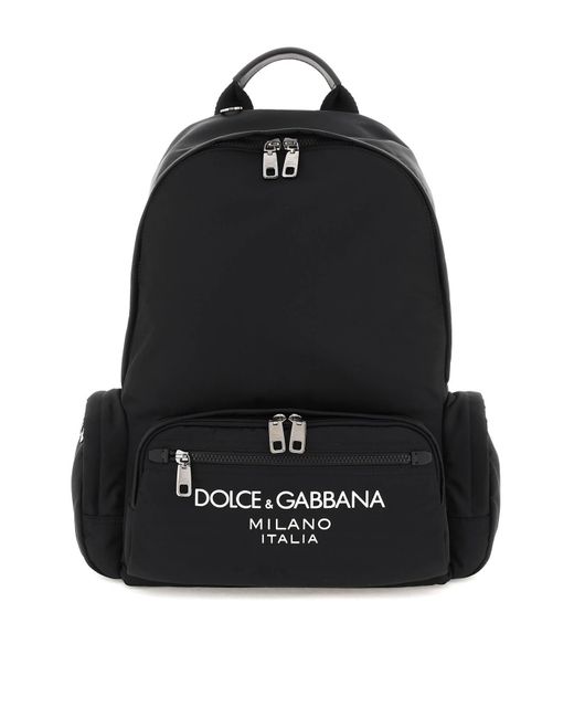 Dolce & Gabbana Nylon Rugzak Met Logo in het Black voor heren