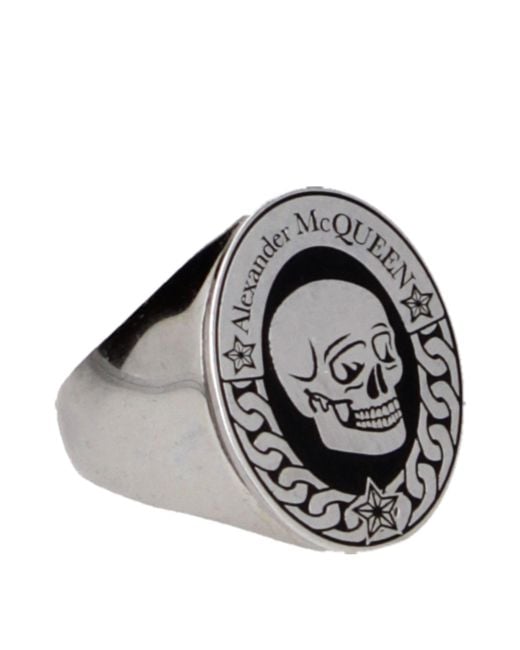 McQueen Metallic Anelli Uomo Ottone Argento