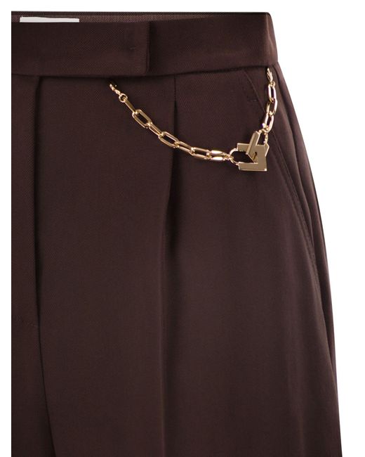 Elisabetta Franchi Brown Gabardine Shorts With Jewelled Logo